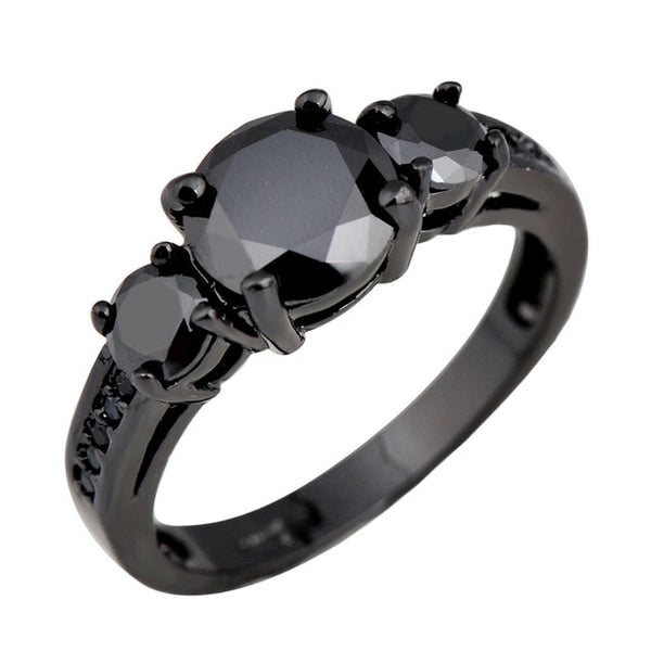 Black Ring Love Heart Crystal For Women
